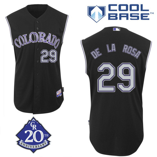 Jorge De La Rosa #29 MLB Jersey-Colorado Rockies Men's Authentic Alternate 2 Black Baseball Jersey